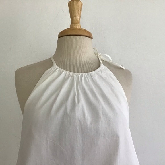 CINQ À SEPT Lined Cotton BLend White 
Alia Halter Neck Bubble Hem Minidress 8 - Picture 2 of 8